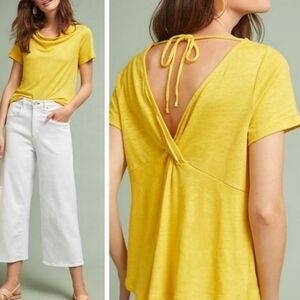 NWT Anthropologie $80 Maeve Horizon Tee in Gold Sz XS